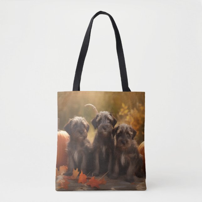 Tote Bag Chiots Griffon à poil dur pointer en Automne (Devant)