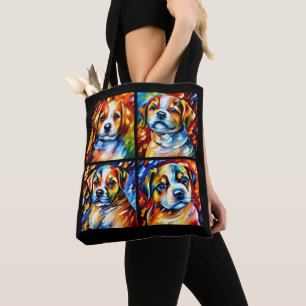 Tote Bag Chiots mignons stylisés