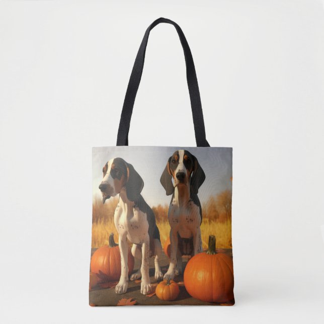 Tote Bag Chiots Treeing Walker Coonhound Citrouille d'Autom (Devant)