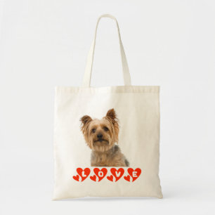 Tote Bag Chiots Yorkshire Terrier Rouge Coeur Amour