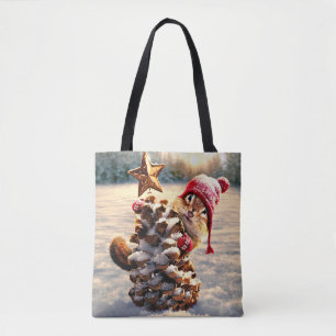 Tote Bag Chipmunk Avec Pine Cone Tree