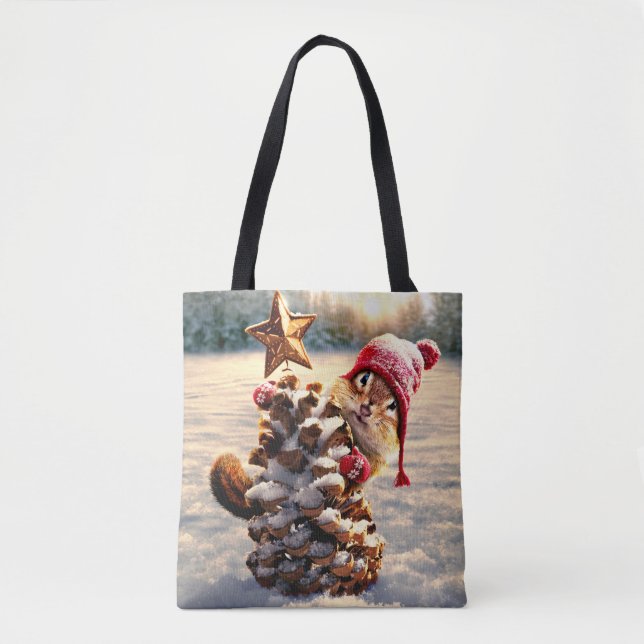 Tote Bag Chipmunk Avec Pine Cone Tree (Devant)