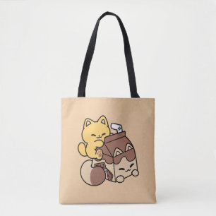 Tote Bag Chocolat au Lait en Sirotant sur le Bonheur – Nour