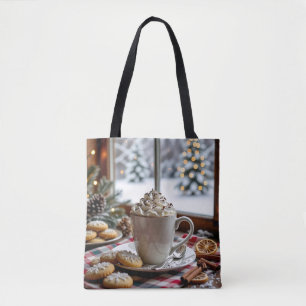 Tote Bag Chocolat chaud et biscuits à sucre Noël festif