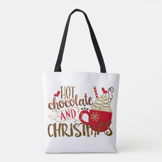 Tote Bag Chocolat Chaud & Paillettes de Fête de Noël (Dos)