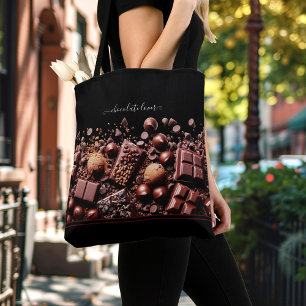 Tote Bag Chocolat chocolat cacao Nom personnalisé Texte