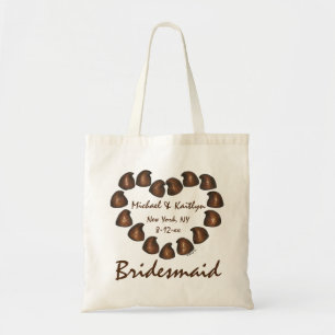 Tote Bag Chocolat Coeur bonbon Personnalisé Bridesmaid Cade