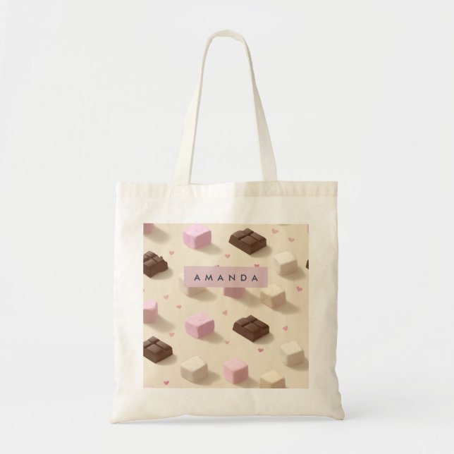 Tote Bag Chocolat Cute Pastel & Marshmallow personnalisés (Devant)