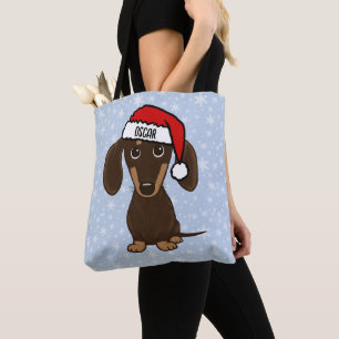Tote Bag Chocolat Dachshund Père Noël Noël Chien vacances