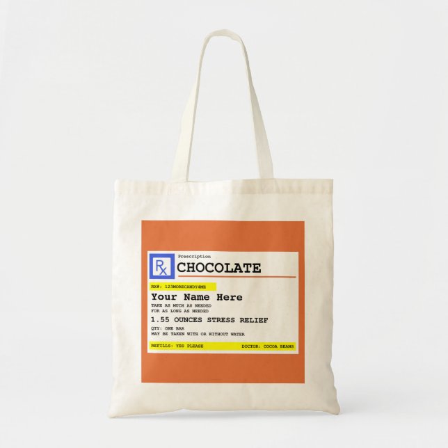 Tote Bag Chocolat d'ordonnance Humoriste personnalisé (Devant)