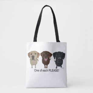 Tote Bag Chocolat, jaune et noir Labrador Retriever