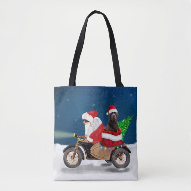 Tote Bag Chocolat Labrador Chien Noël Père Noël (Devant)