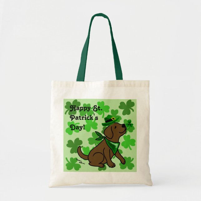 Tote Bag Chocolat Labrador du jour de St Patrick (Devant)