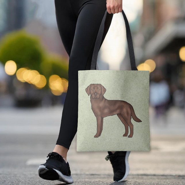 Tote Bag Chocolat Labrador Retriever Brown Lab Dog Green (Créateur téléchargé)