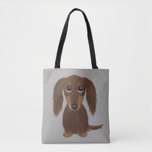 Tote Bag Chocolat mignon à pois longs Chien Brown Dachshund