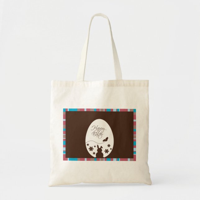 Tote Bag Chocolat moderne Joyeux Oeuf de Pâques Brown (Devant)