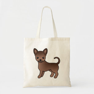 Tote Bag Chocolat Smooth Coat Chihuahua mignon caricaturant