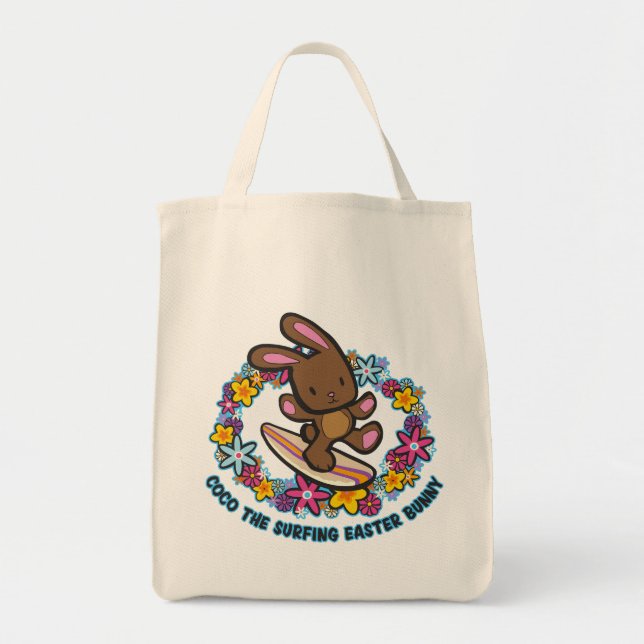 Tote Bag Chocolat Surf Totes Bunny de Pâques (Devant)