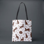 Tote Bag Chocolate Cats<br><div class="desc">This charming tote bag features a captivating chocolate brown cat silhouette pattern. The design is both elegant and adorable, making it a perfect accessory for cat lovers and those who appreciate subtle, stylish designs. It's a practical and fashionable way to carry your essentials while showcasing your love for feline friends....</div>
