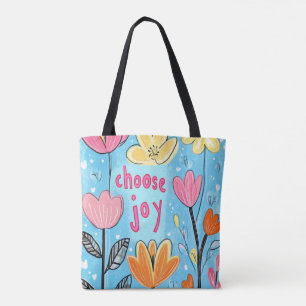 Tote Bag Choisissez Joy Colorful Flower Art