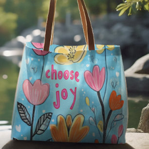 Tote Bag Choisissez Joy Colorful Flower Art