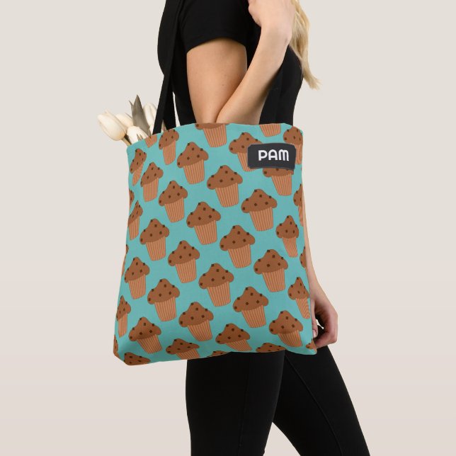 Tote Bag Choix de gâteaux de muffin avec nom personnalisé / (De près)
