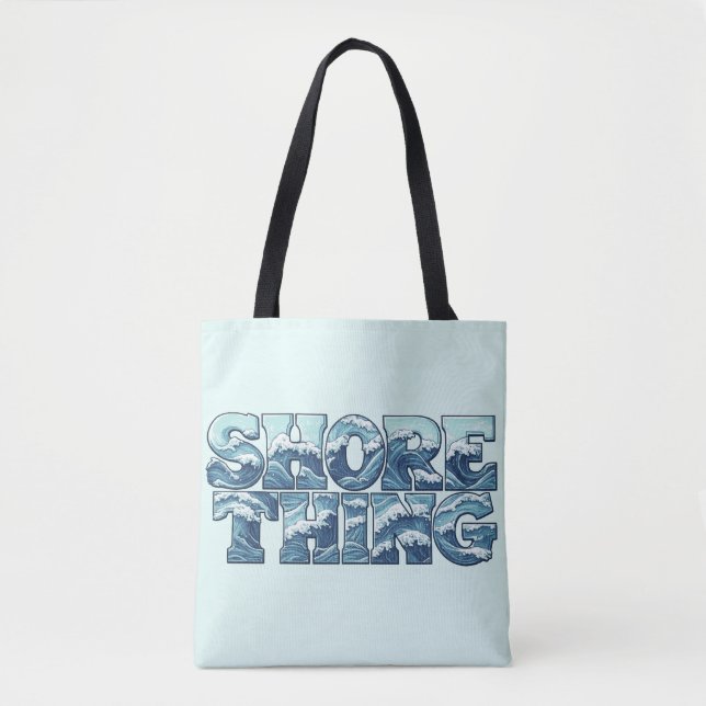 Tote Bag Chose de la Côte | Graphiques Rétro de Vagues de l (Devant)