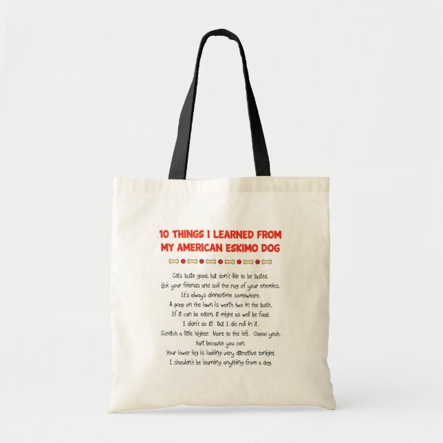 Tote Bag Choses drôles I appris de mon chien esquimau (Devant)