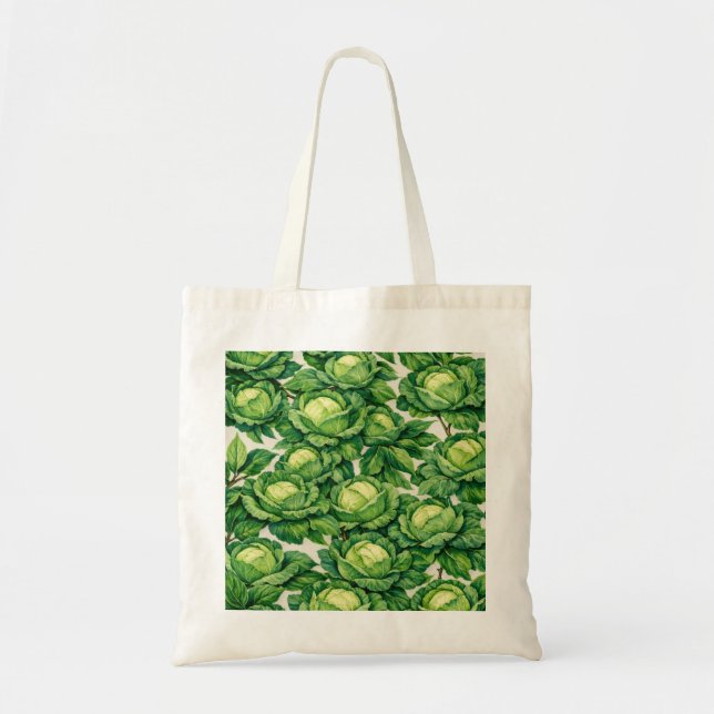 Tote Bag Chou vert aquarelle botanique légume (Devant)