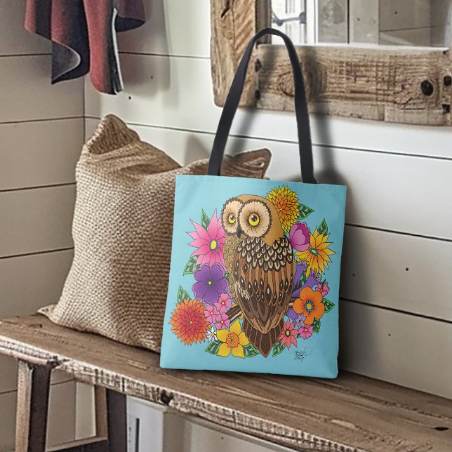 Tote Bag Chouette à fleurs (Créateur téléchargé)