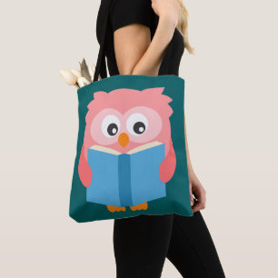 Tote Bag Chouette à lecture rose