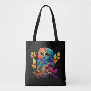TOTE BAG CHOUETTE ABSTRAIT COLORÉ