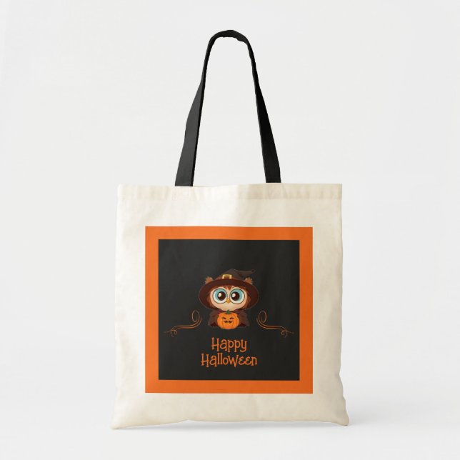 Tote Bag Chouette/Automne/Automne/Halloween/citrouille (Devant)