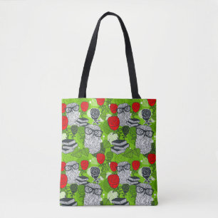 Tote Bag Chouette aux roses rouges