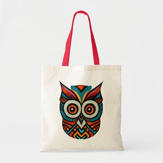 Tote Bag Chouette aztèque colorée (Devant)