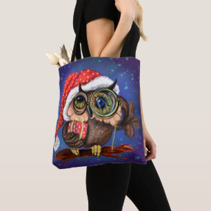 Tote Bag Chouette Bébé en Casquette et cadeau de Noël - Des