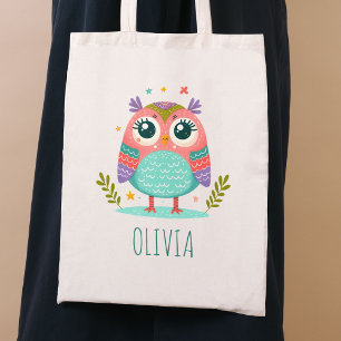 Tote Bag Chouette bébé fantaisiste aux couleurs vives