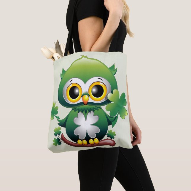 Tote Bag Chouette bébé St Patrick de dessin animé mignon (De près)