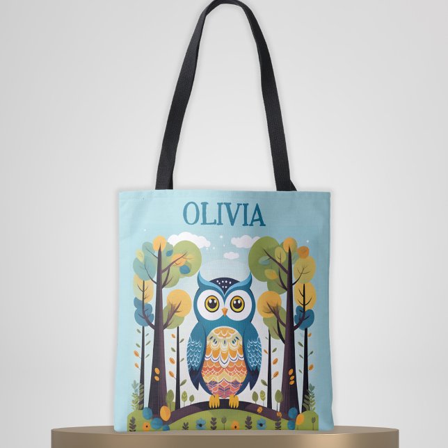 Tote Bag Chouette blanche colorée à Woodland (Créateur téléchargé)