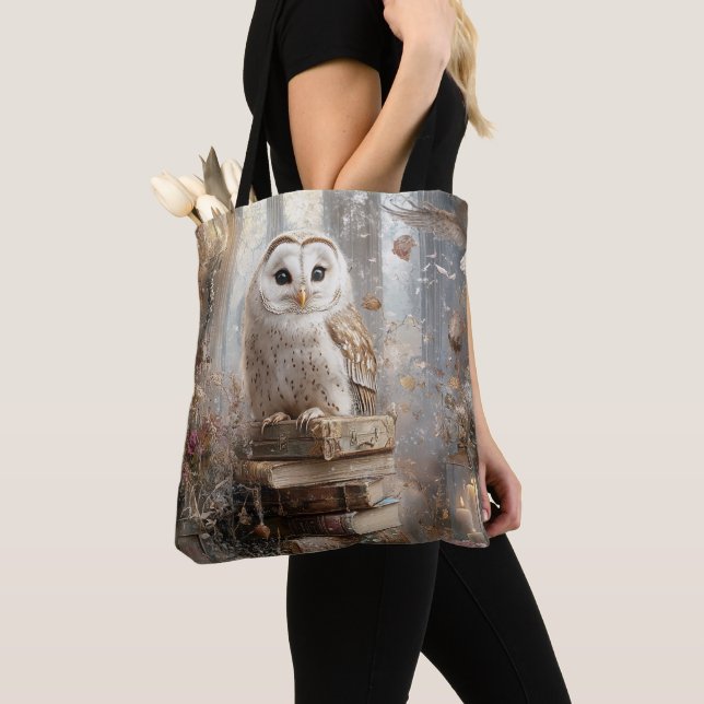 Tote Bag Chouette blanche lunaire Cadre naturel harmonieux (De près)