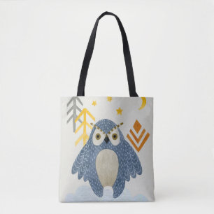 Tote Bag Chouette bleue dans la forêt