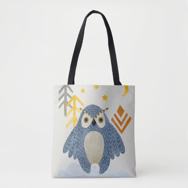 Tote Bag Chouette bleue dans la forêt (Devant)