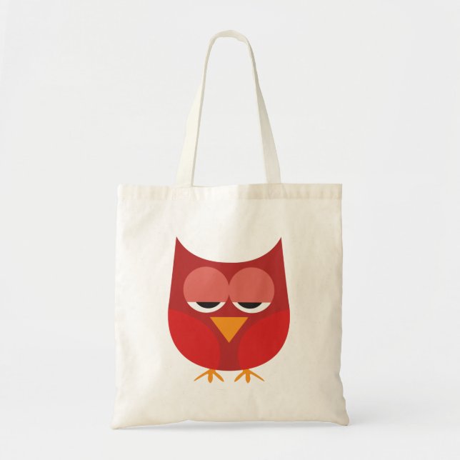 Tote Bag Chouette Cartoon Rouge Et Jaune (Devant)