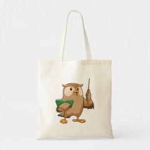 Tote Bag Chouette comme enseignant avec livre et pointeur