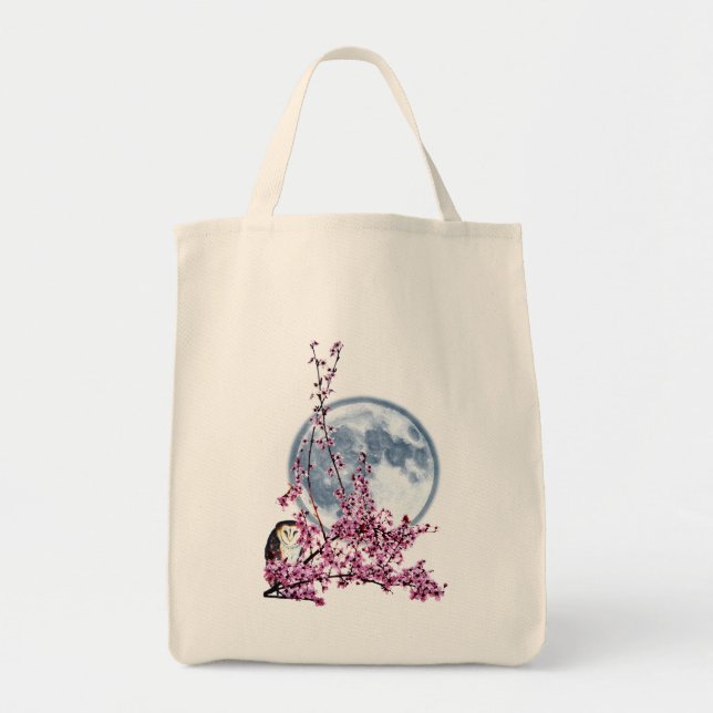 Tote Bag Chouette dans l'arbre du prune (Devant)