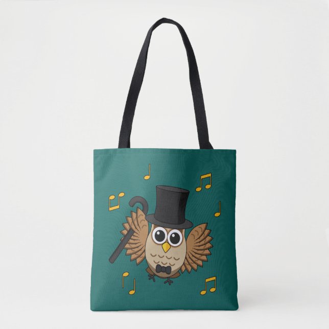 Tote Bag Chouette dansante mignonne avec notes musicales De (Devant)