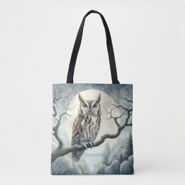 Tote Bag Chouette de crayon d'aquarelle (Devant)