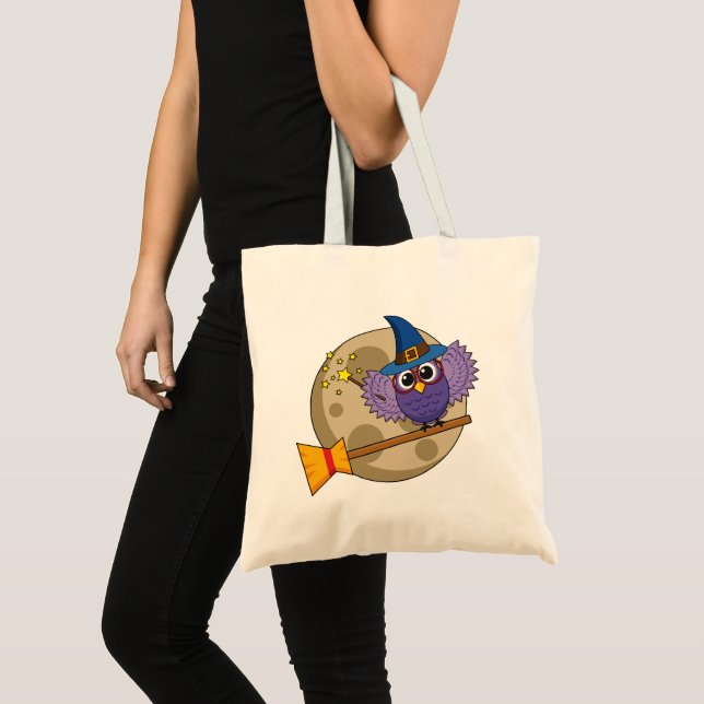 Tote Bag Chouette de l'Assistant de dessin animé volant sur (Devant (produit))