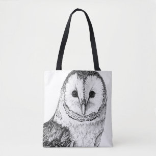 Tote Bag Chouette - Dessin En Stylo Noir