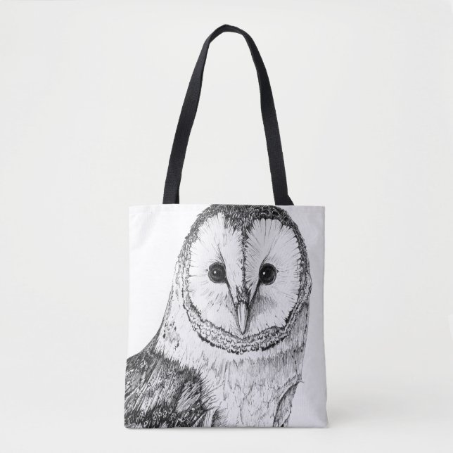 Tote Bag Chouette - Dessin En Stylo Noir (Devant)
